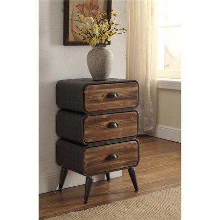 COMFORTCORRECT 3 Rounded Drawer Chest - Urban Loft; Metal & Rustic Natural Pine CO268892